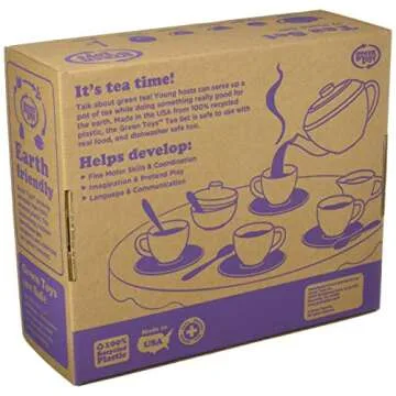 Green Toys Tea Set - Eco-Friendly 17 Piece Pretend Play Set