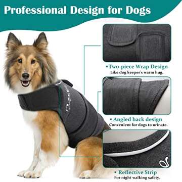 Zeaxuie Baby-Use-Grade Dog Anxiety Vest, Breathable Dog Jacket Wrap for Thunderstorm, Travel, Fireworks, Vet Visits- Calming Coat for Small, Medium & Large Dogs-M-Gray