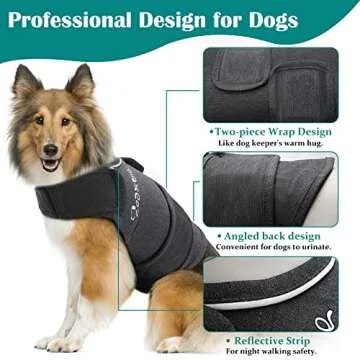 Zeaxuie Baby-Use-Grade Dog Anxiety Vest, Breathable Dog Jacket Wrap for Thunderstorm, Travel, Fireworks, Vet Visits- Calming Coat for Small, Medium & Large Dogs-M-Gray