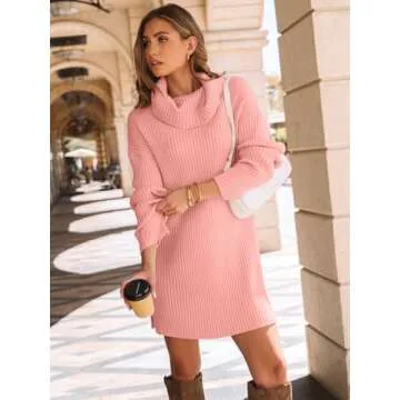 LILLUSORY Turtleneck Oversized Sweater Dress for Women