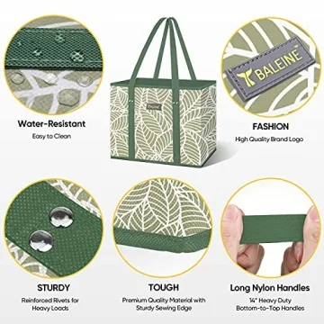 BALEINE 3Pk Reusable Grocery Bags - Eco-Friendly Shopping Bags