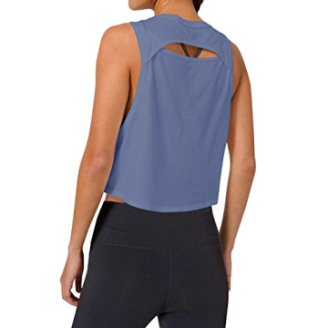 LASLULU Womens Workout Top Sleeveless Sport Shirts Summer Outfits Casual Tunic Tops Athletic Muscle Tank Running Yoga Tank Top Gym Crop Top for Teen Girls(Blue Small)