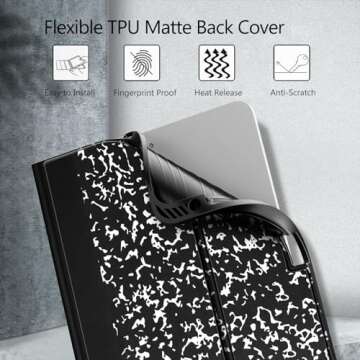 Fintie Keyboard Case for iPad Air 11-inch M2 (2024), iPad Air 5th / 4th Generation (2022/2020) 10.9 Inch - Soft TPU Back Cover w/Magnetically Detachable Bluetooth Keyboard, Composition Book