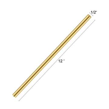 Favordrory 1/2 Inch Brass Round Rod for DIY Projects