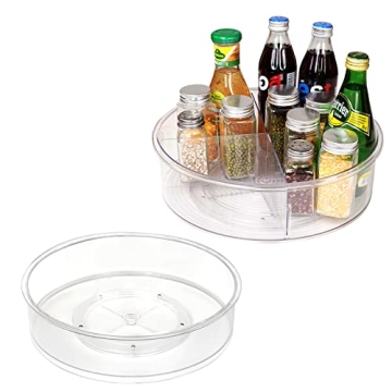 Puricon 2 Pack Clear Lazy Susan Turntable Organizer Set - Ideal Kitchen Storage Plus Bathroom and Pa...