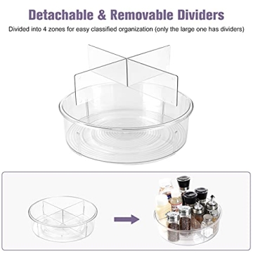 Clear Lazy Susan Organizer Set for Kitchen and Home