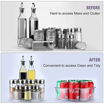 Clear Lazy Susan Organizer Set for Kitchen and Home