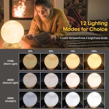 H&B Happy - Light Therapy Lamp 10000 LUX, Sunlight Lamp with 3 Color Temperatures,4 Brightness Level...