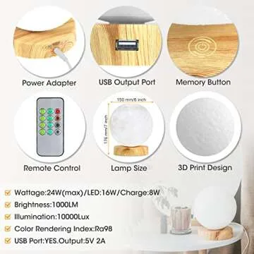 H&B Happy - Light Therapy Lamp 10000 LUX, Sunlight Lamp with 3 Color Temperatures,4 Brightness Levels (Round)