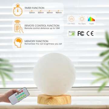 H&B Happy - Light Therapy Lamp 10000 LUX, Sunlight Lamp with 3 Color Temperatures,4 Brightness Levels (Round)