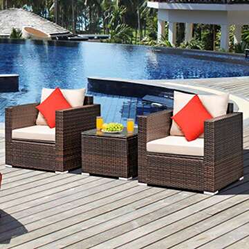 Durable Tangkula 3 Pieces Patio Furniture Set for Outdoors