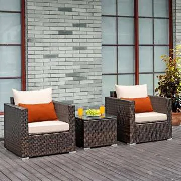 Durable Tangkula 3 Pieces Patio Furniture Set for Outdoors