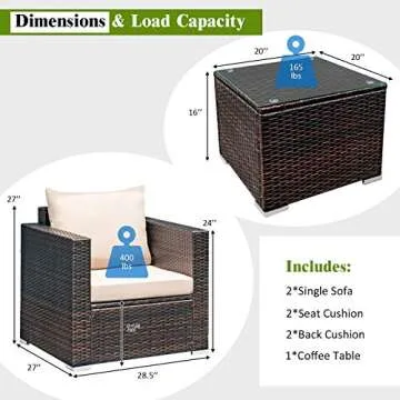 Durable Tangkula 3 Pieces Patio Furniture Set for Outdoors
