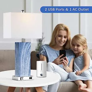 Stylish Touch Control Table Lamps with USB Ports & Bulbs