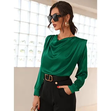 Elegant SOLY HUX Silk Satin Cowl Neck Blouse Tops