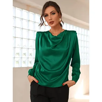 Elegant SOLY HUX Silk Satin Cowl Neck Blouse Tops