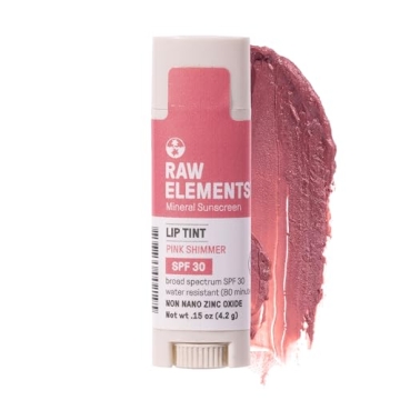Raw Elements Pink Lip Shimmer SPF 30 Non-Toxic Lip Balm