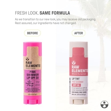 Raw Elements Pink Lip Shimmer SPF 30 Non-Toxic Lip Balm