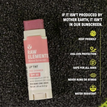 Raw Elements Pink Lip Shimmer SPF 30 Non-Toxic Lip Balm