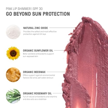Raw Elements Pink Lip Shimmer SPF 30 Non-Toxic Lip Balm