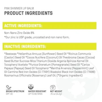 Raw Elements Pink Lip Shimmer SPF 30 Non-Toxic Lip Balm