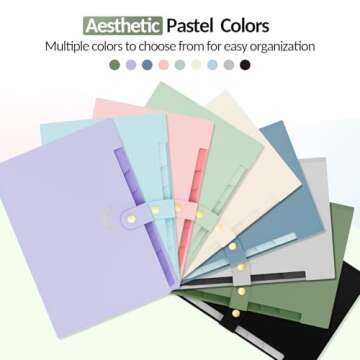 Sooez Aesthetic 8 Pocket Accordion File Organizer, Pastel Expanding File Folder for Important Docume...