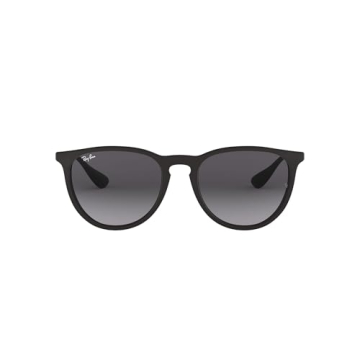 Ray-Ban Erika Round Sunglasses - Stylish Rubber Black & Grey Gradient