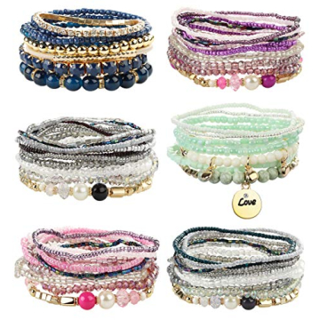 FIBO STEEL Bohemian Stackable Bead Bracelets for Women