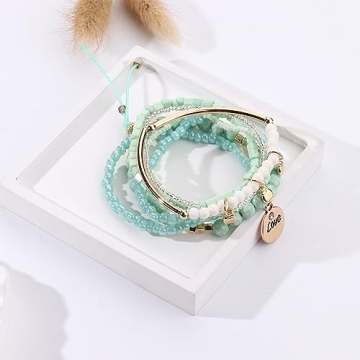 FIBO STEEL Bohemian Stackable Bead Bracelets for Women
