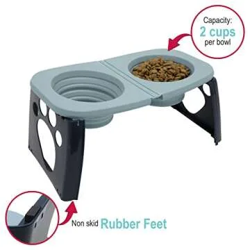 SPORT PET Elevated Travel Folding Bowls - Perfect for On-the-Go Feeding!