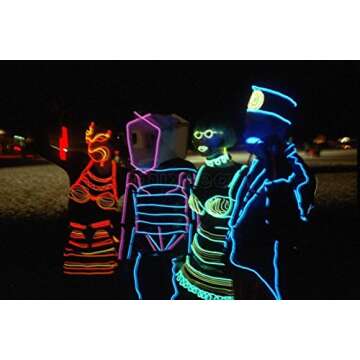 TDLTEK 9ft EL Wire Lights for Party and Decoration 10 Pack