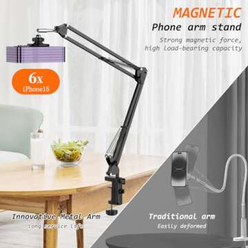 VRIG Magnetic Phone Holder Mount for Desk,MagSafe Arm,Overhead Phone Mount Stand,360° Free Adjustab...