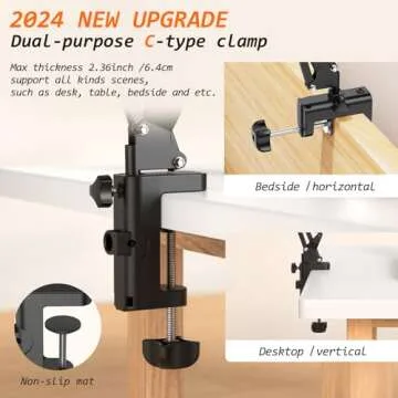 VRIG Magnetic Phone Holder Mount for Desk,MagSafe Arm,Overhead Phone Mount Stand,360° Free Adjustable Long Arm Cell Phone Stand for Desk/Bed for iPhone and More/Android,Magnetic Ring Included