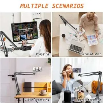 VRIG Magnetic Phone Holder Mount for Desk,MagSafe Arm,Overhead Phone Mount Stand,360° Free Adjustable Long Arm Cell Phone Stand for Desk/Bed for iPhone and More/Android,Magnetic Ring Included