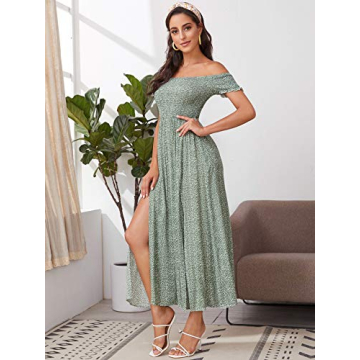 Floerns Boho Floral Off Shoulder A Line Dress for Women