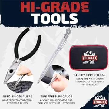 Vehiclex Tire Repair Kit for Cars Motorcycles ATVs