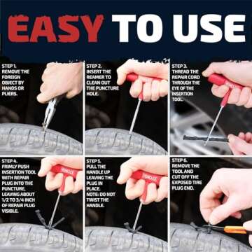 Vehiclex Tire Repair Kit for Plug and Patch with Aluminum Handled Tools Emergency Kit with Pliers in Zippered Bag for Car, Motorcycle, ATV, Tractor, Lawn Mower