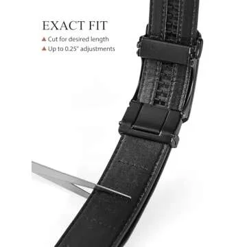 SKiporty Black Mens Belt Ratchet Belts Dress Casual Leather Belt for Men With Slide Adjustable Click Buckle Gifts Box
