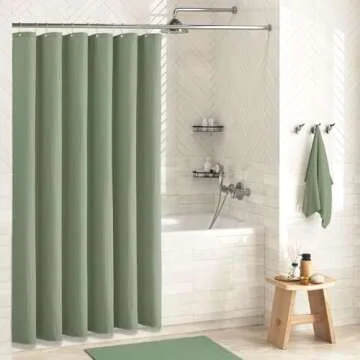 Dynamene Sage Green Shower Curtain - Waffle Textured Heavy Duty Thick Fabric Shower Curtains for Bat...