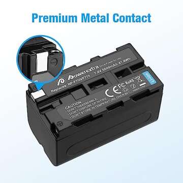Powerextra 2 Pack Replace for Sony NP-F750 Battery for Sony NP-F730, NP-F750, NP-F760, NP-F770 Battery and Sony CCD-TRV215 CCD-TR917 CCD-TR315 HDR-FX1000 HDR-FX7 HVR-V1U HVR-Z7U HVR-Z5U Camcorder