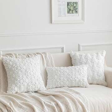 SHITURRE Christmas Tree Decorative Throw Pillow Covers Set of 2 Packs, Soft Fluffy Pillowcases for Home Décor, Boho Pillow Covers for Couch Bedroom(White-Tree, 18"x18")