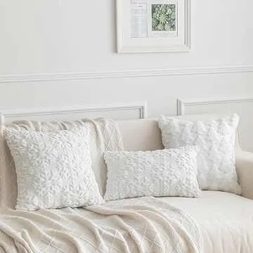 SHITURRE Christmas Tree Decorative Throw Pillow Covers Set of 2 Packs, Soft Fluffy Pillowcases for Home Décor, Boho Pillow Covers for Couch Bedroom(White-Tree, 18"x18")