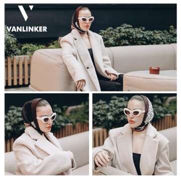 VANLINKER White Beige Retro Vintage 70s Cat Eye Sunglasses for Women Trendy Polarized Shades VL9754