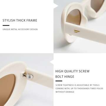 VANLINKER White Beige Retro Vintage 70s Cat Eye Sunglasses for Women Trendy Polarized Shades VL9754