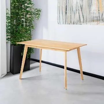 Amazon Basics FSC Certified Solid Wood Kitchen Rectangular Dining Table, Natural Wood, 29.5"D x 47.2...