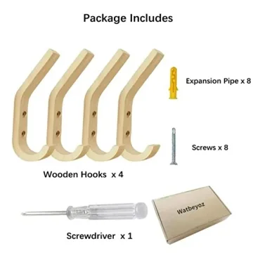 Wooden Coat Hooks Organizer Heavy Duty Wall Mounted Hooks