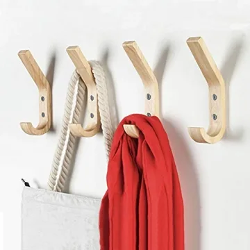 Wooden Coat Hooks Organizer Heavy Duty Wall Mounted Hooks