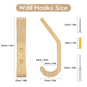 Wooden Coat Hooks Organizer Heavy Duty Wall Mounted Hooks