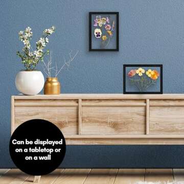 Americanflat 8x10 Floating Picture Frame with Polished Crystal-Clear Glass - Use as 5x7 Frame or 4x6 Frame - Signature Float Collection - Photo Frame for Tabletop and Wall Display - Black