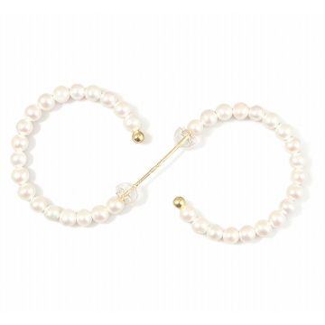 Cultured Freshwater Pearl Hoop Earrings in 14K Gold (4mm) - Wang Jewelry | Fine Jewelry For Every Da...